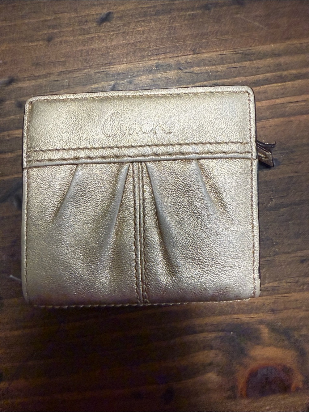COACH METALLIC PLEATED COMPACT WALLET